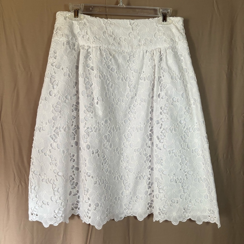 Lilly Pulitzer Palm Beach Collection Elegant White Magnolia A-line Skirt Size 6